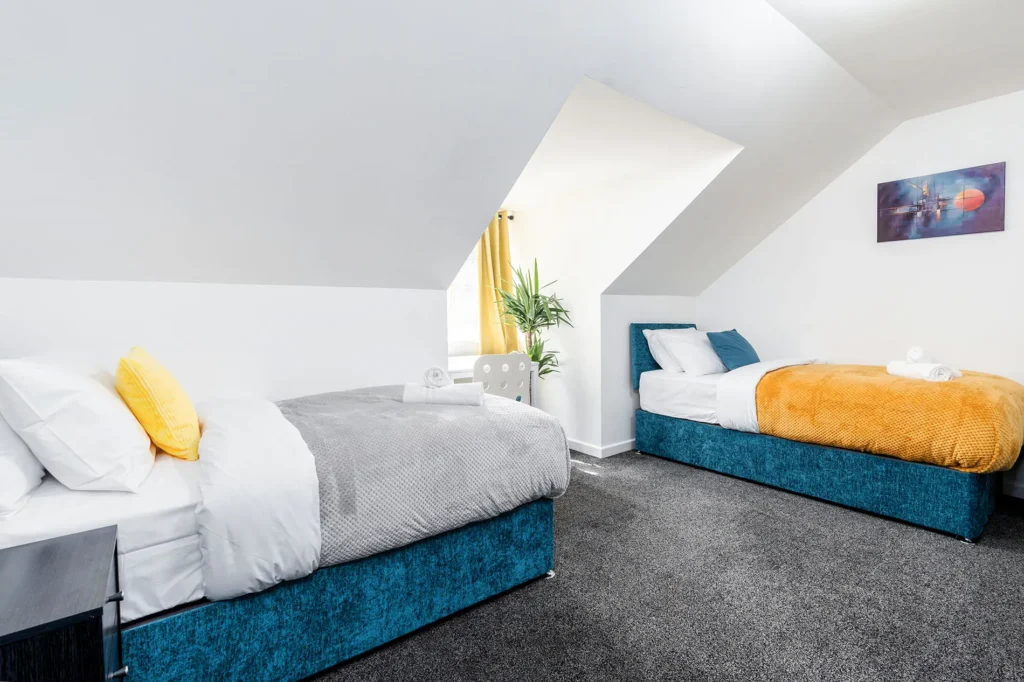 a room with two beds